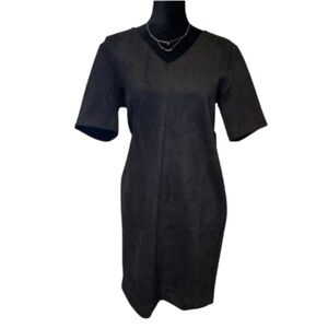 NWT SPANX women's medium black faux suede short sleeve dress